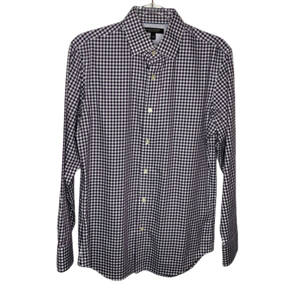 Banana‎ Republic Mens Shirt Size S No Iron Plaid Purple